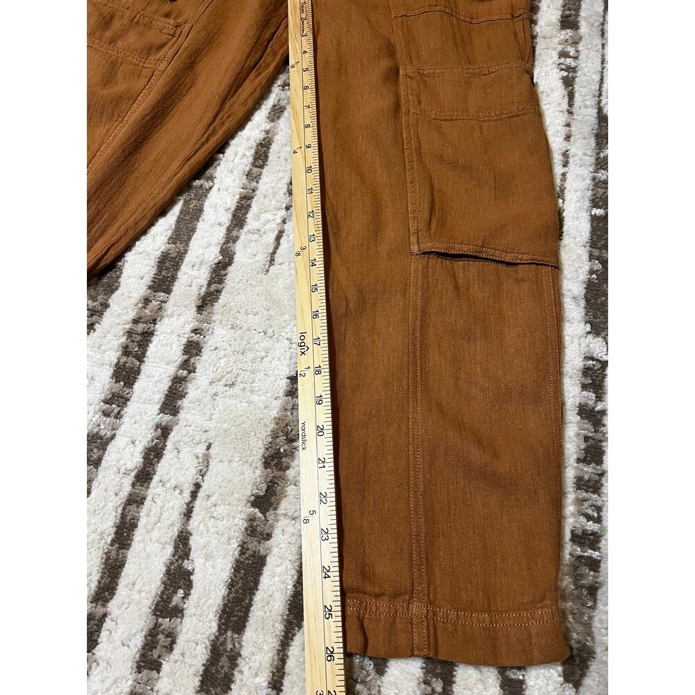Free People Feelin Good Linen Blend Drawstring Utility Pants Campground Size XS - Picture 8 of 9